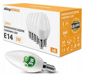 6x LED žiarovka E14 3W 260lm - neutrálna biela