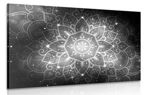 Obraz Mandala s galaktickým pozadím v čiernobielom prevedení - 120x80