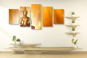 5-dielny obraz socha Budhu na lotosovom kvete - 100x50