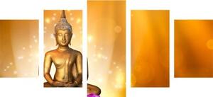 5-dielny obraz socha Budhu na lotosovom kvete - 100x50