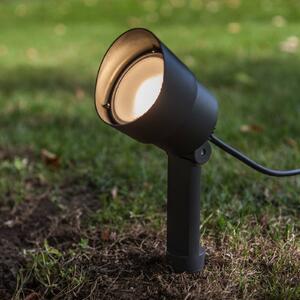 LED záhradný reflektor EXPLORER, tmavošedý, Ø 9 cm, IP54, Hliník / sivá / zinok, Hliník, Moderný, Vonkajše bodové svietidlo / bodateľné do zeme