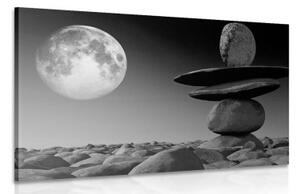 Obraz skladané kamene v mesačnom svetle v čiernobielom prevedení - 60x40