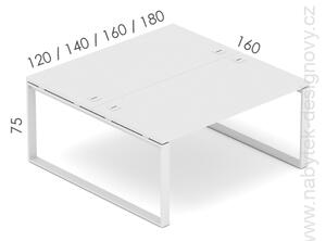 Kancelársky stôl EPIC (dvojitý), 120cm, kovová podnož O (Kancelársky stôl pre viac osôb, 120cm, kovová podnož O)