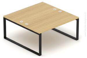 NABYTOK-DIZAJNOVY.SK - DEB12160O Kancelársky stôl pre viac osôb, 120/140/160/180cm, kovová podnož O, dub/čierna