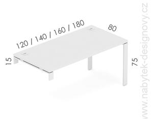 Kancelársky oporný stôl EPIC, 120cm, kovová podnož U (Komodový stôl oporný EPIC, 120cm, kovová podnož U)