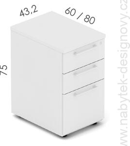 Kontajner kancelársky EPIC, stacionárne, 3 zásuvky, hĺbka 60cm (Kancelársky kontajner EPIC, stacionárne, 3 zásuvky, hĺbka 60cm)