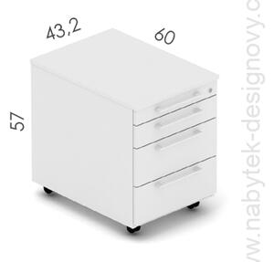 NABYTOK-DIZAJNOVY.SK - DEKP13P Kancelársky kontajner EPIC, pojazdný, 4 zásuvky, hĺbka 60cm, dub/čierna
