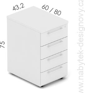 Kontajner kancelársky EPIC, stacionárne, 4 zásuvky, hĺbka 60 cm (Kancelársky kontajner EPIC, stacionárne, 4 zásuvky, hĺbka 60 cm)