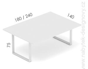 Konferenčný stôl EPIC (viac os.), 180cm, oceľová podnož O, (doska v celku) (Konferenčný stôl pre viac osôb, 180cm, oceľová podnož O)