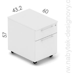 NABYTOK-DIZAJNOVY.SK - DEKP12 Kancelársky kontajner EPIC, pojazdný, 2 zásuvky, hĺbka 60cm, dub/čierna