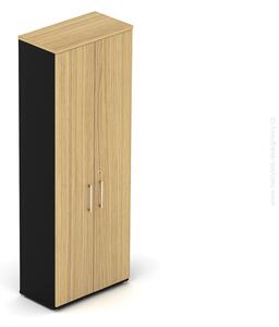 NABYTOK-DIZAJNOVY.SK - DE686 Kancelárska skriňa so 6 policami, výškou 218,5cm a šírkou 80cm, dvere krídlové, dub/čierna