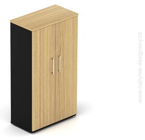 NABYTOK-DIZAJNOVY.SK - DE484 Kancelárska skriňa so 4 policami, výškou 148,1 cm a šírkou 80 cm, dvere krídlové, dub/čierna
