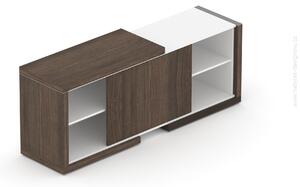 NABYTOK-DIZAJNOVY.SK - DLKB170 Komoda SOLID pre manažérsky oporný stôl, s posuvnými dverami, dĺžka 170cm, hĺbka 50cm, brest royal/biela