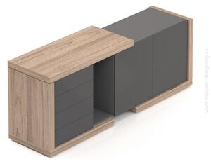 Komoda SOLID pre manažérsky oporný stôl, s dvoma dverami a zásuvkami 170cm (Komoda SOLID pre manažérsky oporný stôl, s dvoma dverami, 4 zásuvky, dĺžka 170cm, hĺbka 50cm)