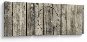 Obraz - Drevo (s hodinami) (90x30 cm)