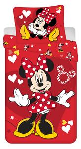 Jerry Fabrics Bavlnené obliečky 140x200 + 70x90 cm - Minnie "Red heart"