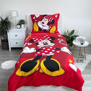 Jerry Fabrics Bavlnené obliečky 140x200 + 70x90 cm - Minnie "Red heart"