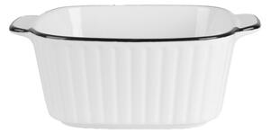 Biela keramická miska s vrúbkami a čiernym okrajom - 15*12*5 cm / 400 ml - Clayre & Eef
