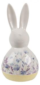 Keramická dekorácia zajačik s kvetmi - 12*10*23 cm - Clayre & Eef