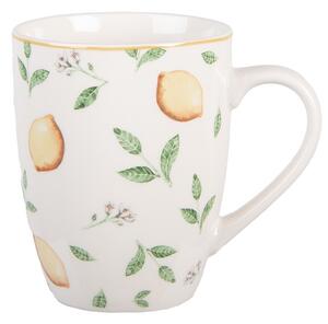 Biely porcelánový hrnček s citrónmi Lemons & Leafs - 12*8*10 cm / 300 ml - Clayre & Eef