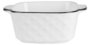 Biela keramická miska s uškami a čiernym okrajom - 15*12*5 cm / 400 ml - Clayre & Eef