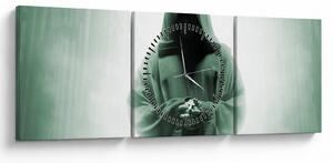 Obraz - Mních v tme (s hodinami) (90x30 cm)