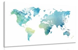Obraz mapa sveta v akvarelovom prevedení - 120x80