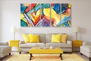 5-dielny obraz pestrofarebné abstraktné umenie - 100x50