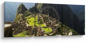 Obraz - Lamy v Machu Picchu (s hodinami) (90x30 cm)