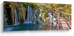 Obraz - Vstup na vodopády (s hodinami) (90x30 cm)