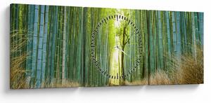 Obraz - Ulička s bambusmi (s hodinami) (90x30 cm)