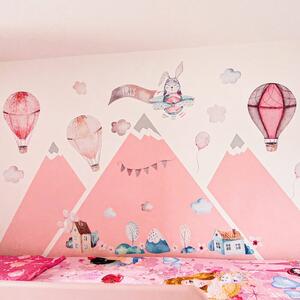INSPIO-textilná prelepiteľná nálepka - Samolepiace Balóny v ružovom s menom dieťaťa