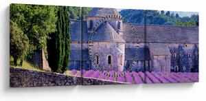 Obraz - Levanduľové pole (s hodinami) (90x30 cm)