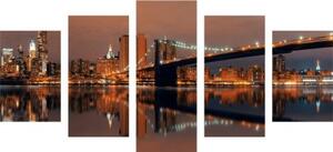 5-dielny obraz odraz Manhattanu vo vode - 100x50
