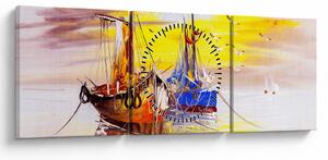 Obraz - Maľba loďou (s hodinami) (90x30 cm)
