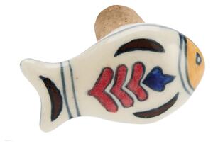 Korková zátka na fľašu Fish blue / Red Pattern B - modrá