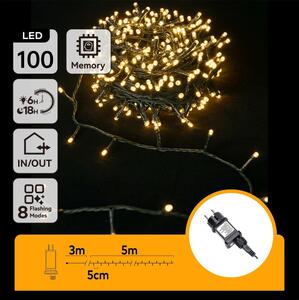 Aigostar - LED Vonkajší reťaz 100xLED/8 funkcií 8m IP44 teplá biela