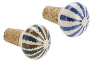 Korková zátka na fľašu Brown / Blue Pattern modrá