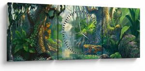 Obraz - Ilustrácia tropického lesa (s hodinami) (90x30 cm)