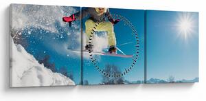 Obraz - Snowboardista (s hodinami) (90x30 cm)