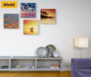 Set obrazov more a pláž v zaujímavých farbách - 4x 40x40