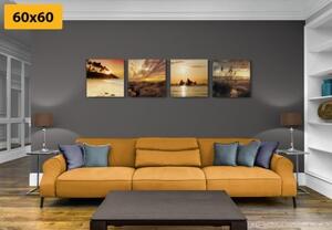 Set obrazov čarovný západ slnka pri mori - 4x 40x40