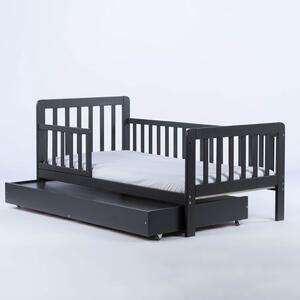 Detská posteľ so zábranou a šuplíkom Drewex Nidum 140x70 cm grafit