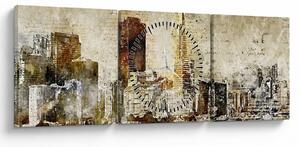 Obraz - Umelecky stvárnené mesto (s hodinami) (90x30 cm)