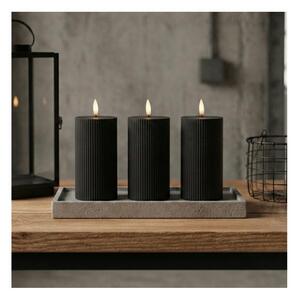 SADA 3x LED sviečok BRILLO LED/2xAA 15 cm čierne + diaľkové ovládanie