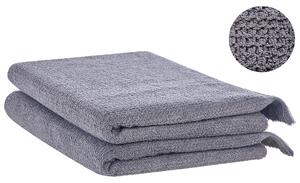 Sada 2 uterákov sivá bavlna polyester froté uteráky 100 x 150 cm doplnky do kúpeľne
