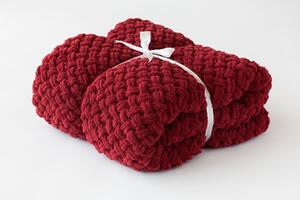 Deka Knittingly bordó Ručně pletená deka 130/170