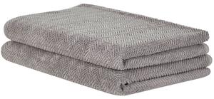 Sada 2 uterákov sivá froté bavlna 100 x 150 cm vzor chevron osuška klasický moderný štýl kúpeľňa