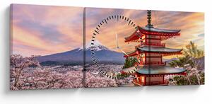 Obraz - Fudži, Japonsko (s hodinami) (90x30 cm)
