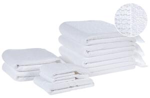 Sada 9 uterákov biela bavlna polyester froté uteráky osušky kúpeľňová predložka uteráky pre hostí doplnky do kúpeľne
